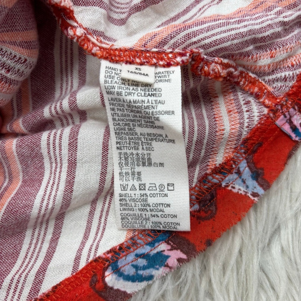 Free People Women's XS Red Under The Sun Tunic Empire Waist Deep V-Neckline Boho - Picture 5 of 11